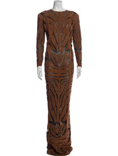 Pre-owned Balmain 2017 Long Dress In Brown