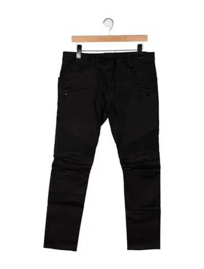 Pre-owned Balmain 2017 Moto Jeans In Black