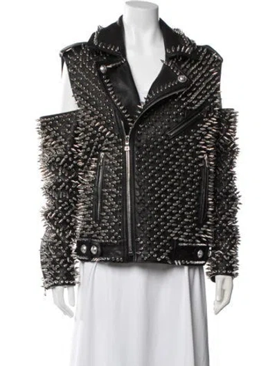 Pre-owned Balmain 2019 Lambskin Biker Jacket In Black