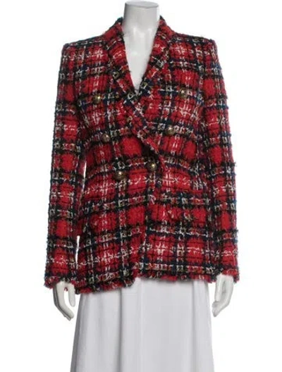 Pre-owned Balmain 2020 Tweed Blazer In Red