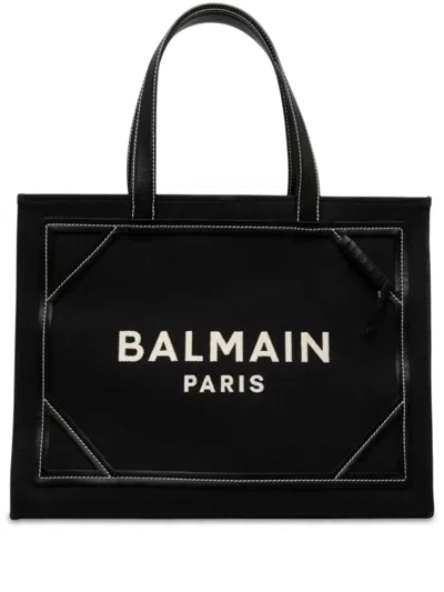 Pre-owned Balmain 2021-2026 Canvas B Army 42 Tote Bag In Black