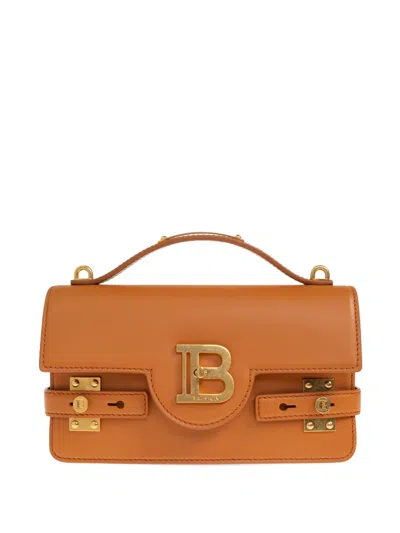 Balmain 24 B-buzz Top-handle Cross Body Bag In Brown