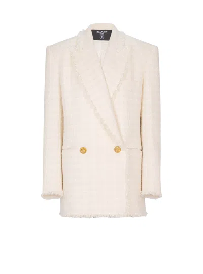 Balmain 2-button Tweed Jacket In Neutral