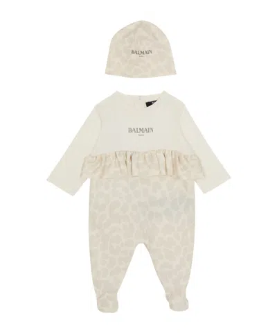 Balmain 2-piece Baby Set With Leopard Print In White
