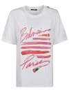 Balmain Cotton Jersey Crewneck T-shirt With Lipstick Print In White