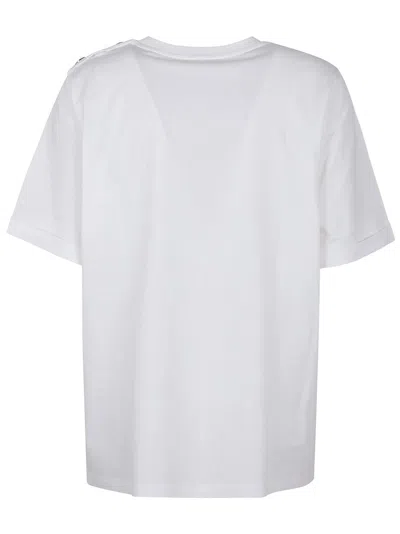 Balmain 3 Btn Lipstick Print T-shirt In Gti Blanc Multi Rose