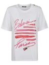 Balmain Cotton Jersey Crewneck T-shirt With Lipstick Print In White