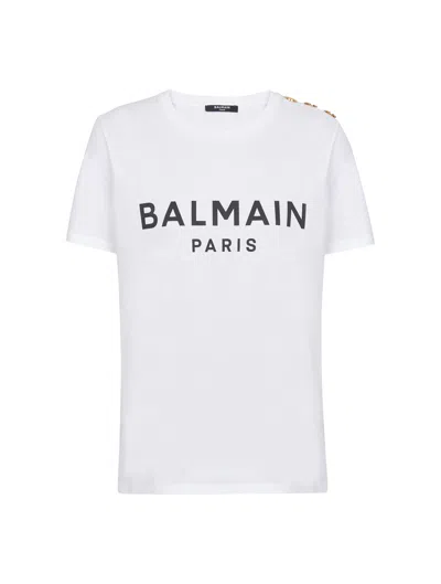 Balmain 3 Btn Printed T-shirt In Gab Blanc Noir