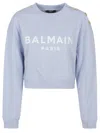 Balmain Printed Sweatshirt Button Detail In Blue