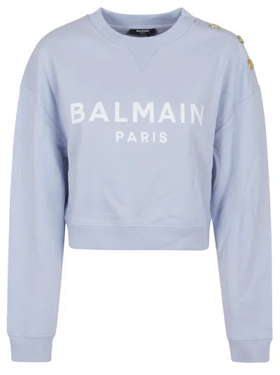 BALMAIN 3 BTNS PRINTED SWEATSHIRT