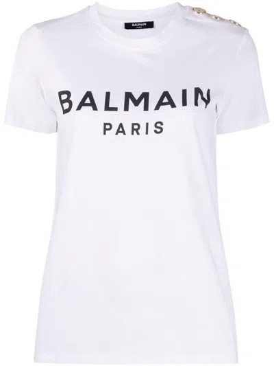 Balmain 3 Btns Printed T-shirt Clothing In White