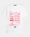 Balmain Cotton Jersey Crewneck T-shirt With Lipstick Print In White