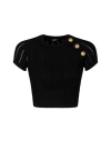Balmain 3-button Fine Knitted T-shirt In Black