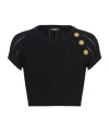 Balmain 3-button Fine Knitted T-shirt In Black