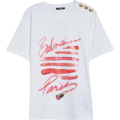 Balmain Crew Neck Top Short Sleeves In White