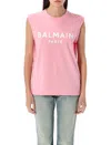 Balmain Logo Button Crew Neck Sleeveless Top