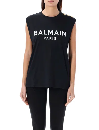 Balmain 3-button Tank Top In Black