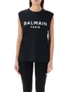 Balmain 3-button Tank Top In Black Cotton In Black