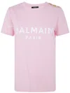 Balmain 3 Buttons Printed T-shirt In Pink