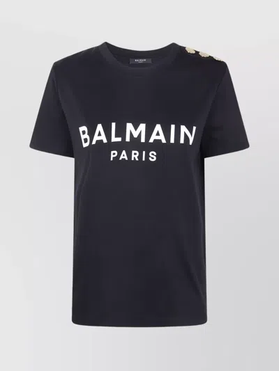 BALMAIN 3 BUTTONS PRINTED T-SHIRT