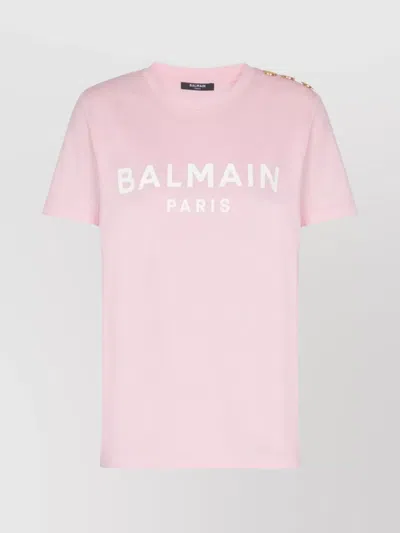 BALMAIN 3 BUTTONS PRINTED T-SHIRT