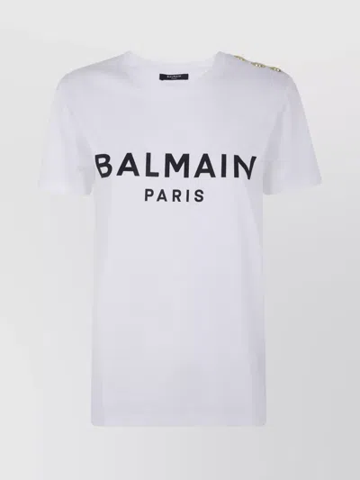 BALMAIN 3 BUTTONS PRINTED T-SHIRT