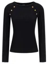 Balmain Sweater Three Buttons Crew Neck Ribbed In Black