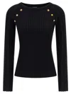 Balmain Sweater Three Buttons Crew Neck Ribbed In Black