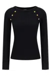 Balmain Sweater Three Buttons Crew Neck Ribbed In Black