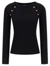 Balmain Sweater Three Buttons Crew Neck Ribbed In Black