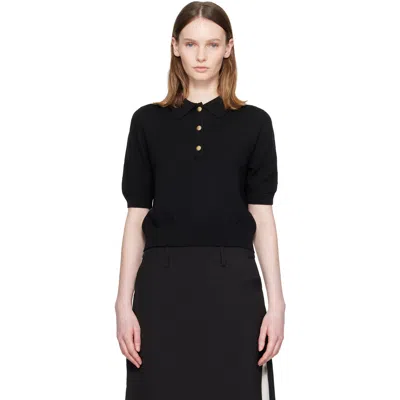 Balmain ブラック 3-button ウール ポロシャツ In Black