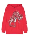 Balmain 3d Dragon-print Hoodie In Red