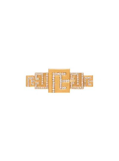 Balmain 3d Pb Brooch With Crystals In Gold