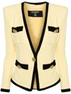 Balmain Collarless Crepe Blazer In Yellow & Orange