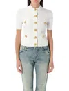 Balmain Short Sleeve Buttoned Pocket Knit Cardigan