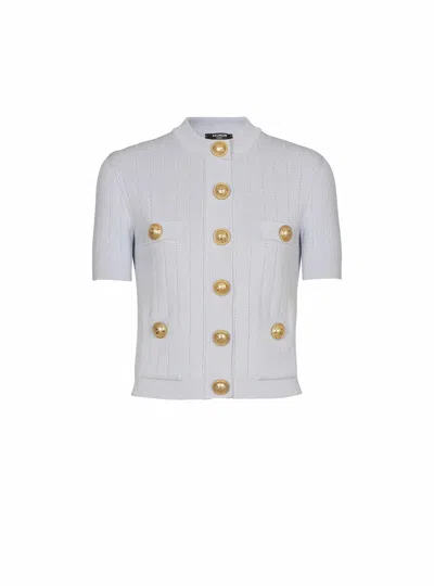 Balmain 4-pocket Knitted Cardigan In Gray