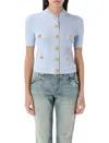 Balmain 4-pocket Knitted Cardigan In Pale Blue