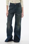Balmain 4-pocketed Flared Fit Denims With Jewel Button In Blue