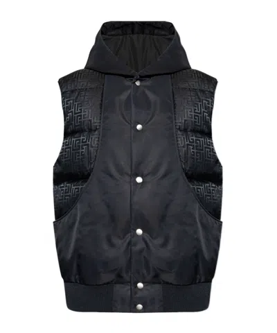 BALMAIN BALMAIN MONOGRAM PRINTED HOODED VEST