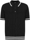 Balmain Monogram-jacquard Knitted Polo Shirt In Black
