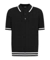 Balmain Monogram-jacquard Knitted Polo Shirt In Black