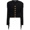 Balmain 5-button Fringed Cardigan In Black