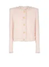 Balmain 5-button Textured Tweed Jacket In Pink