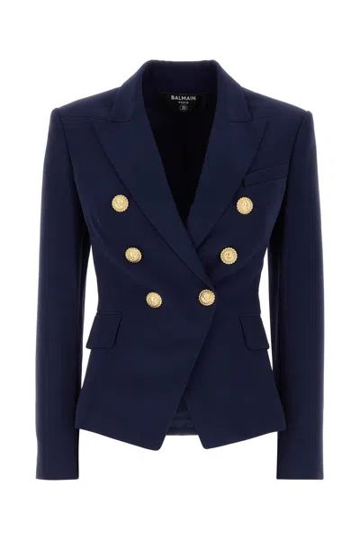 Balmain 6 Btn Crepe Jacket-36f Nd  Female In Blue