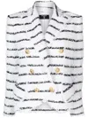 Balmain Cotton Blend Tweed Striped Button Blazer