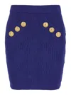 Balmain Blue Mini Skirt With Jewel Buttons In Blue