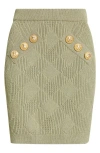 Balmain Openwork Knit Mini Skirt In Green