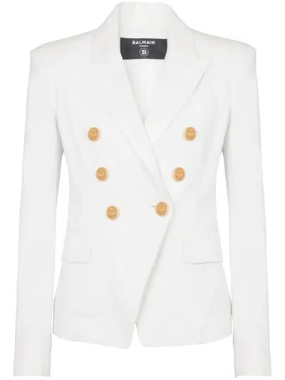 BALMAIN 6-BUTTON DOUBLE-BREASTED DENIM BLAZER