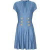 Balmain 6-button Fine-knit Minidress In Blue