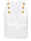 Balmain Fringed Metallic Mini Skirt In White